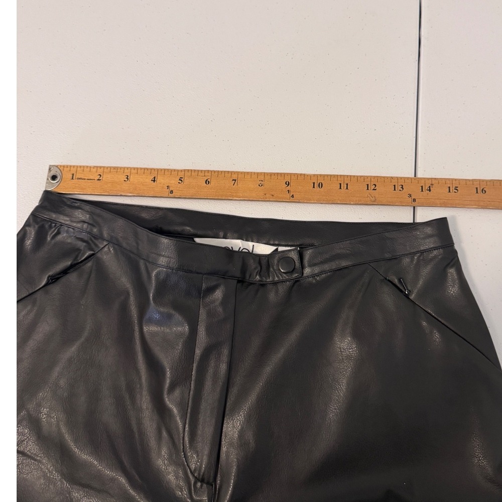Ravel Black Faux Leather High Waisted Straight Leg Pants Women Size L y2k u3 - Picture 4 of 6